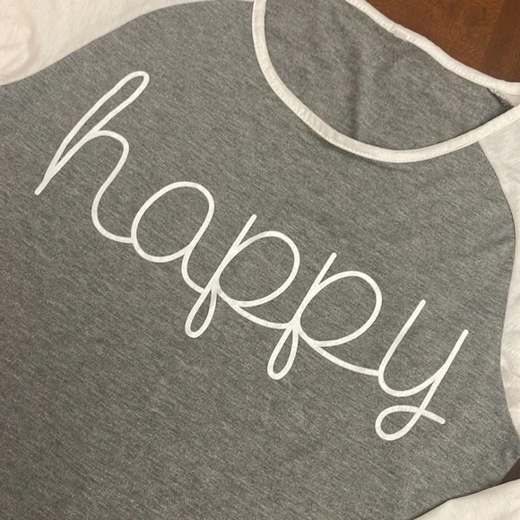 “Happy” 3/4 length sleeve t-shirt, size M - Picture 2 of 3